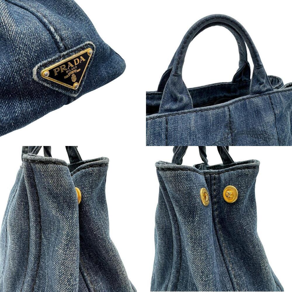Prada Blue Shoulder Denim Indigo Canapa Bag - Picture 3 of 3
